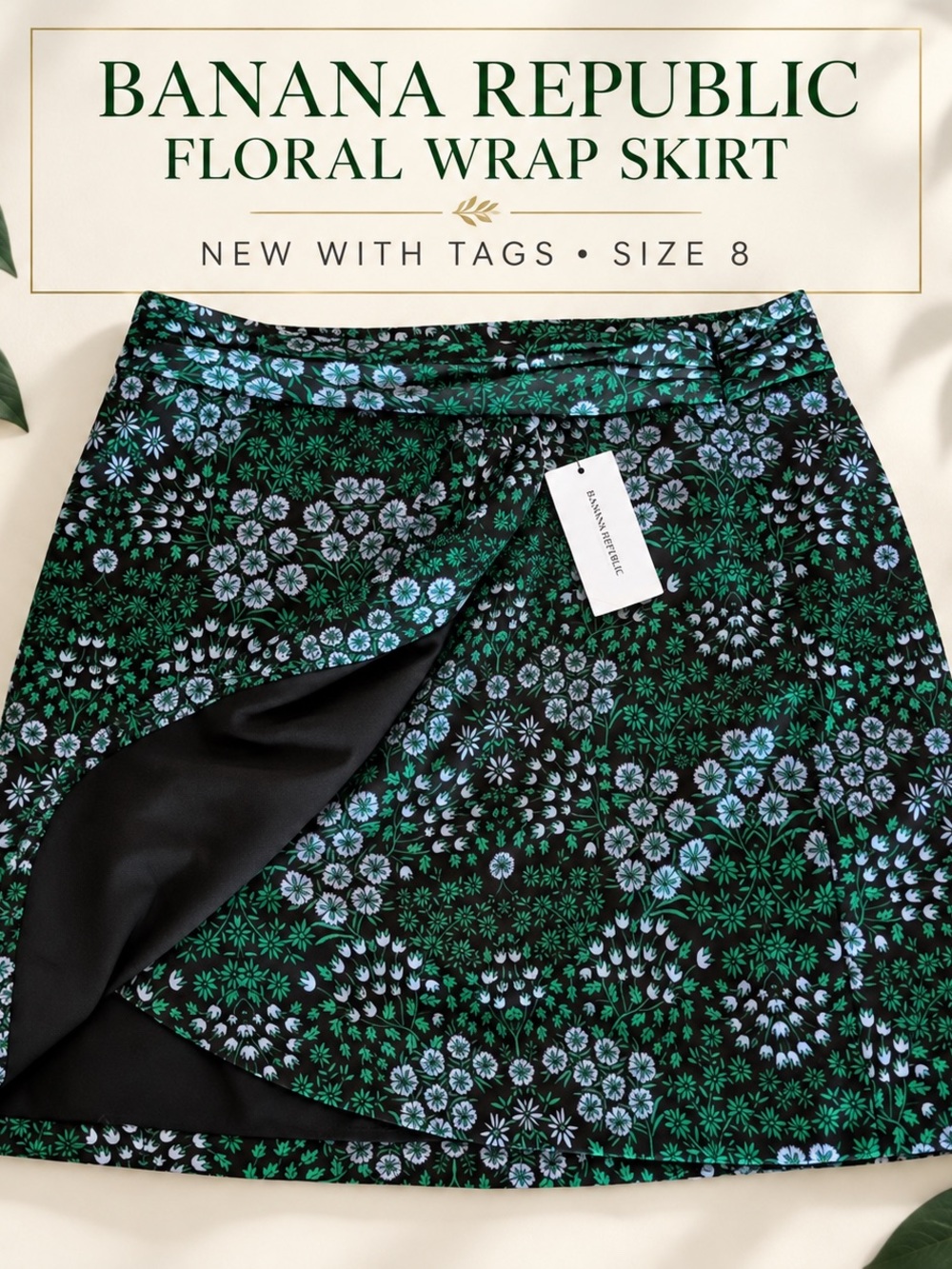 #0354 Banana Republic Floral Wrap Skirt New With Tags Size 8